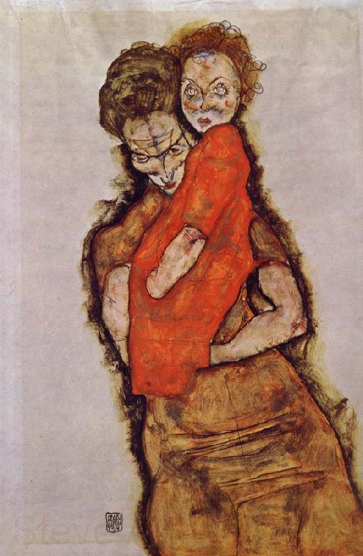Egon Schiele Mother and Child Norge oil painting art